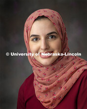 Studio portrait of Seima Al-Momani, grad student, Psychology. March 27, 2019. 