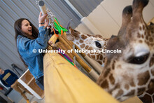 Zoe Jirovsky, a member of the University of Nebraska-Lincoln's Theme Park Design Group, shows Phoebe