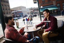 Law students hanging out in The Mill coffee house. College of Law photo shoot in Haymarket. April 4,