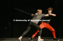 Students take to the stage with a stage combat class, which takes place at the Johnny Carson School 
