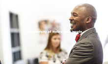 Marco Barker meets with people in the Nebraska Union Monday, April 15 2019. 