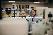 Graduate student working in a lab. April 23, 2019. 