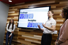 Students in Frauke Hachtmann's ADPR 491 - Special Topics in Advertising course give their FOX Sports
