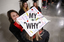 Katharine Henely's mortar board shows her love for her students. Henley student taught at Lincoln's 