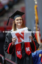 Alex Hruby smiles after receiving her Engineering degree Saturday afternoon. Undergraduate commencem