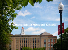 University Love Library, south side, cupola. June 14, 2019. 