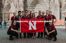 Future, Current, and Past Huskers in front of the Metz Cathedral in Munich, Germany. Dr. Peter Ecklu