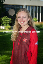 Emily Johnson, University of Nebraska-Lincoln, Student Regent, poses outside of Varner Hall on East 