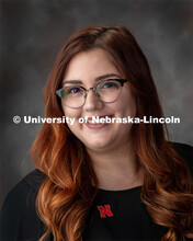 Studio portrait of Richelle Saalfeld, Student Services Specialist, Husker Hub. July 30, 2019. 
