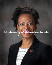 Studio portrait of CortneyJo Sandidge, Director, Husker Hub. July 30, 2019. 