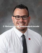 Studio portrait of Gerardo Saldana, Student Services Specialist, Husker Hub. August 6, 2019. 