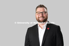 Studio portrait of Roger Allen, Campus Tour Guide Coordinator, Office of Admissions. August 12, 2019