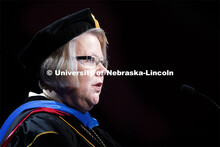 Interim President of the University of Nebraska Susan Fritz gives the commencement speech. 2019 Summ