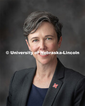 Studio portrait of Claire Stewart, Dean of Libraries. August 21, 2019. 