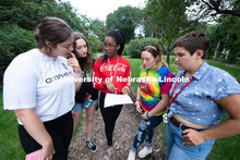 East campus residents from Massengale Hall play “Find The Gnome”, meeting others and building ne