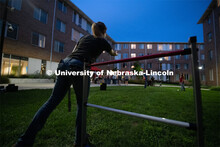 East campus residents from Massengale Hall play yard games, roast marshmallows for smores, meeting o
