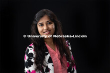 Studio portrait of Rinjisha Roy, Social Media Assistant for the Johnny Carson Center for Emerging Me