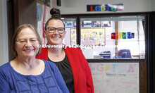 Pat Tetreault, director of the LGBTQA+ and Women's Centers, and Kara Brant, associate director for s