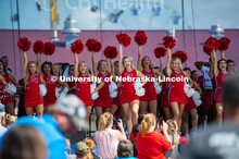 Husker cheerleaders at the Nebraska State Fair pep rally. The University of Nebraska represents and 