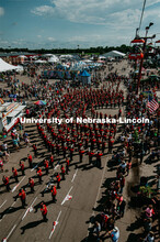 View of the Cornhusker Marching Band from the sky view chairlift ride. The University of Nebraska re