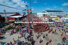 View of the Cornhusker Marching Band from the sky view chairlift ride. The University of Nebraska re