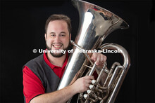 Studio portrait of Ravil Atlas, Lecturer in Music, Tuba/Euphonium, Glenn Korff School of Music. Sept