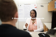 Kadina Koonce, Academic Advisor, meets with students to help explore options for their college major
