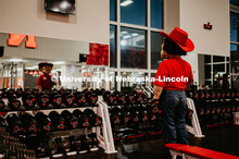 Herbie lifting weights and working out. Herbie Husker photo shoot, pictured throughout Memorial Stad