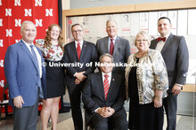 (left to right) Regent Tim Clare, Delaney Bachman, Student, Chancellor Ronnie Green; Bruce Grewcock,