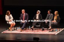 Honors students gather in the Lied Center for a town hall meeting with Chancellor Ronnie Green. Sept