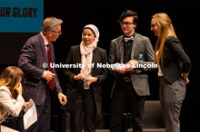 Honors students gather in the Lied Center for a town hall meeting with Chancellor Ronnie Green. Sept