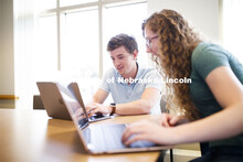 Students studying with their laptop computers. Raikes school photo shoot. September 25, 2019. 
