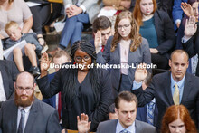 UNL law students and others from Creighton who passed the bar were sworn in Thursday in the Capitol 