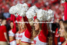 The Scarlet dance team performs in the second quarter of the Nebraska vs. Northwestern University fo