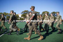 As unit leader, battalion executive officer Ramarro Lamar leads the platoon of Naval ROTC members in