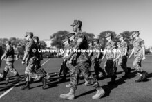 As unit leader, battalion executive officer Ramarro Lamar leads the platoon of Naval ROTC members in