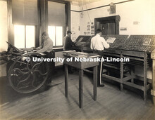 Print shop at the Genoa Indian School in 1911. Photo courtesty of the National Archives and Records 