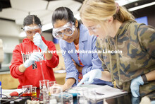 Naisargee Patel answers questions in Chem 109 lab to determine absorption spectra and best wavelengt