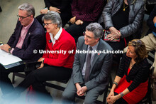 Ronnie and Jane Green and Charles and Paula O’Connor listen at the Carson dedication ceremony. Joh