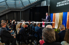 Chancellor Ronnie Green makes remarks at the Carson dedication ceremony. Johnny Carson Center for Em