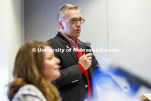 Chancellor Ronnie Green introduces the panel of Senators. Breaking Through Politics: Meeting in the 
