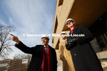 Chancellor Ronnie Green points out the CY Thompson Library renovation to NU President Ted Carter as 