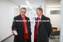 UNL Chancellor Ronnie Green describes NIC's evolution to NU President Ted Carter during Thursday's t