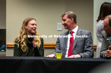 Student leaders talk with Ted Carter during the Jan. 16 pizza dinner in the Nebraska Union as part o