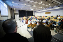 NU President Ted Carter watches part of a lecture in Westbrook Music Hall. UNL campuses. January 17,
