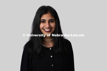 Studio portrait of Riha Karney, NSE Orientation Leader. January 22, 2020. 