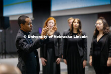 Marques Garrett, assistant professor of music, directs the UNL Chamber Singers. MLK Brunch featuring