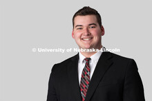 Studio portrait of Logan Newman, NSE Orientation Leader. January 23, 2020. 