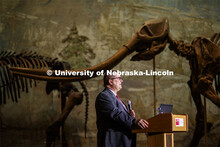 Bob Wilhelm, vice chancellor for research and economic development, begins the Nebraska Lecture as a