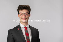 Studio portrait of Luke Jarecke, NSE Orientation Leader. February 24, 2020. 
